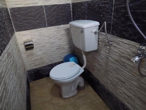 a bathroom with a toilet and a shower at Remmings Hotel Kampala in Kampala