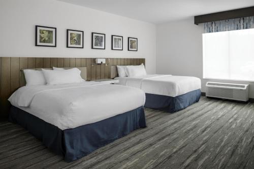 a hotel room with two beds and a window at Hilton Garden Inn Jackson in Jackson
