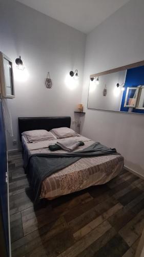 a bedroom with a large bed in a room at Appart cosy avec balnéo, balcon, clim à 15 min de la Cité in Carcassonne