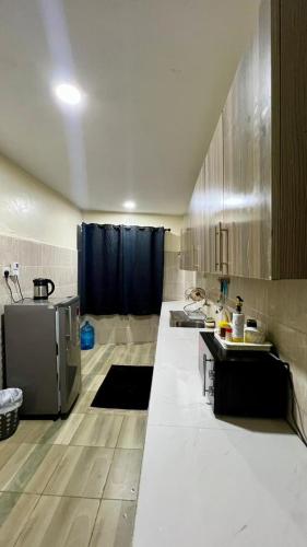 a large kitchen with a counter in a room at 2 Bedroom Apartment Kitengela in Kitengela 