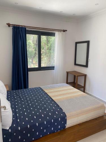 a bedroom with a large bed and a window at MAİ Sarıgerme in Sarigerme