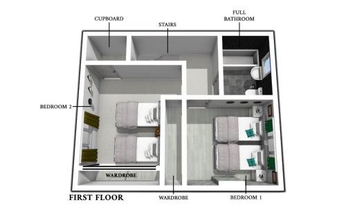 a floor plan of a small apartment with the top floor at Rothesay House by Klass Living Coatbridge in Coatbridge