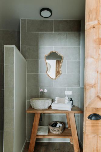 a bathroom with a sink and a mirror at Casa Cava B&B in Dendermonde