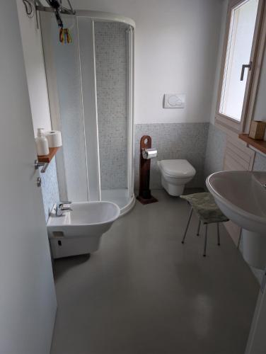 a bathroom with a sink and a toilet at Agriturismo Corte del Maso in Bassano del Grappa