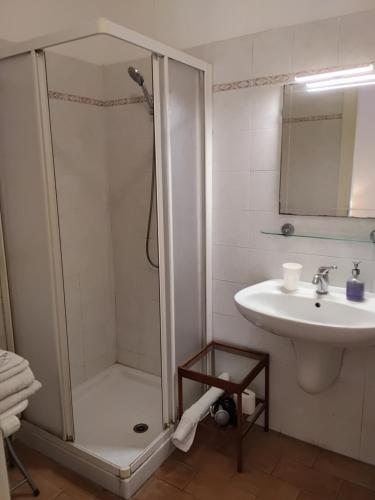 a bathroom with a shower and a sink at B&B Fattore in Levanto