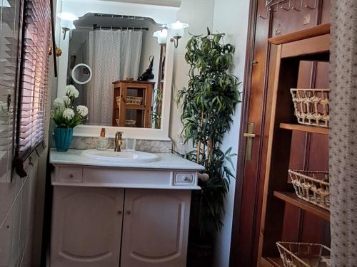 a bathroom with a sink and a mirror at Casa La Tapita in Marbella