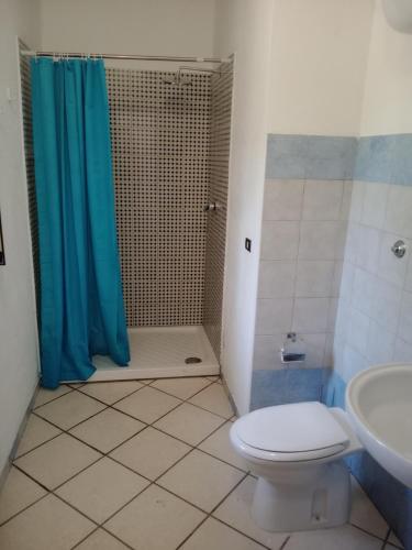 a bathroom with a shower and a toilet and a sink at Fosso Marchese in Cusano Mutri