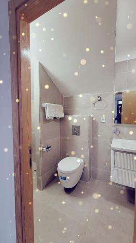 a bathroom with a toilet and a sink at Suite Ania in Imejoudene