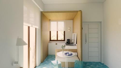 ein Badezimmer mit Waschbecken und Spiegel in der Unterkunft Hotel Cerere in Paestum