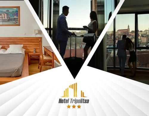 a group of people standing in a hotel room with a window at Tripolitsa in Antananarivo