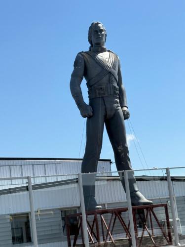 a statue of a man standing on a ladder at Sahlin - Kattarp in Kattarp
