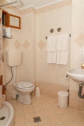 a bathroom with a toilet and a sink at Posidonia Pension in Amarynthos