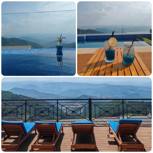 a collage of four pictures with a view of a pool at Ogi & Una Premijer 42 in Kopaonik