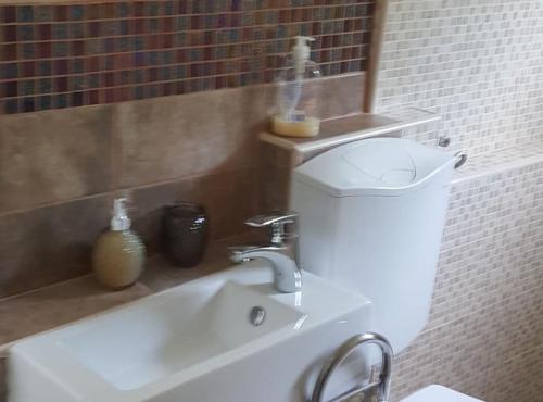 a bathroom with a sink and a toilet at Rooms Milena in Lopud