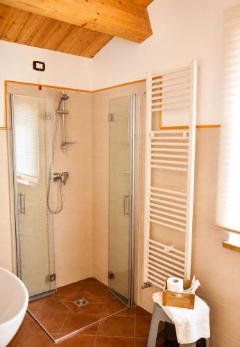 a bathroom with a shower and a sink at Tenuta VERBICARO in Morano Calabro