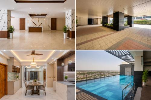 a collage of photos of a house with a pool at Dimond Villa in Greater Noida