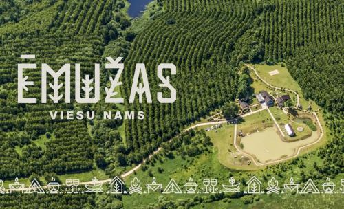 an aerial view of an estate in a vineyard at Ēmužas in Dārte