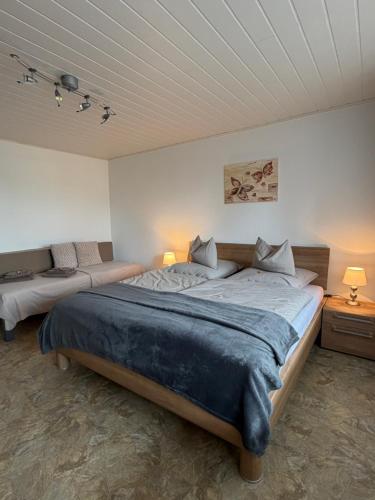 a bedroom with a large bed in a room at Gemütliche Ferienwohnung in Worbis in Worbis