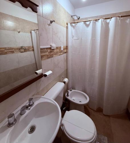 a bathroom with a white toilet and a sink at Loft Don Bosco in San Luis