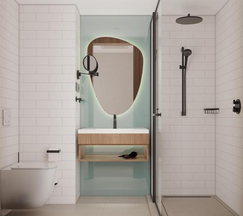 a bathroom with a sink and a mirror at Holiday Inn Express Yalova by IHG in Yalova