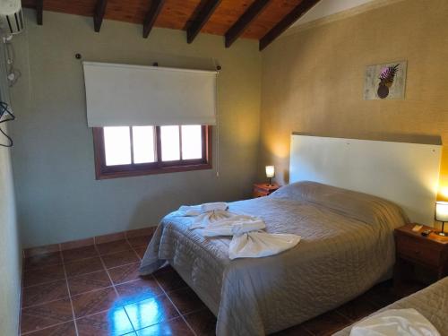 a bedroom with a large bed and a window at Hotel Argentina in Mina Clavero
