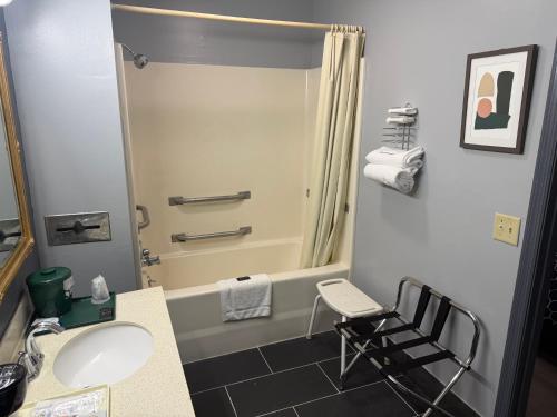 a bathroom with a sink and a shower at Western Motel - Jesup in Jesup