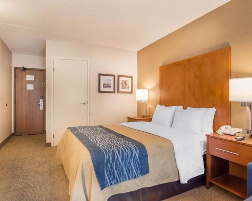 a hotel room with a large bed and a telephone at Comfort Inn in Bathurst