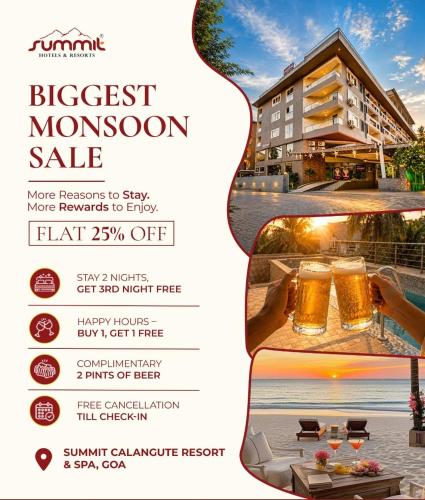 a flyer for a hotel with two pictures of beer at Summit Calangute Resort & Spa in Calangute