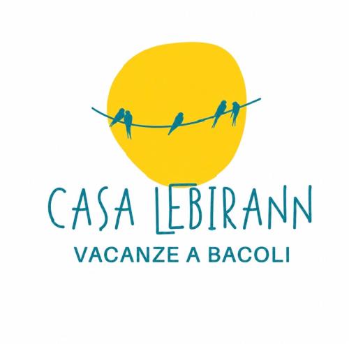 a logo for a library with birds on a wire at Casa Lebirann in Bacoli
