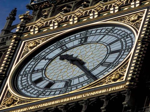 a close up of the big ben clock tower at ibis London Sutton Point in Sutton
