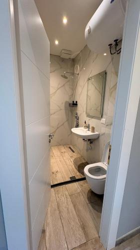 a bathroom with a toilet and a sink at Apartment in Golem in Golem