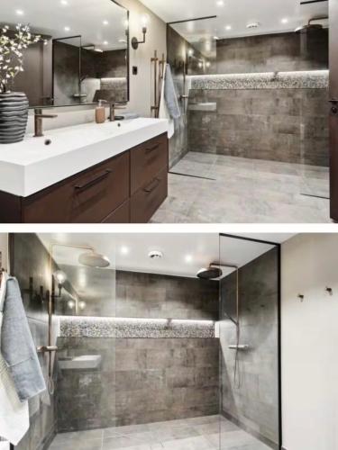 a bathroom with a sink and a mirror at Kanalhuset in Tvååker