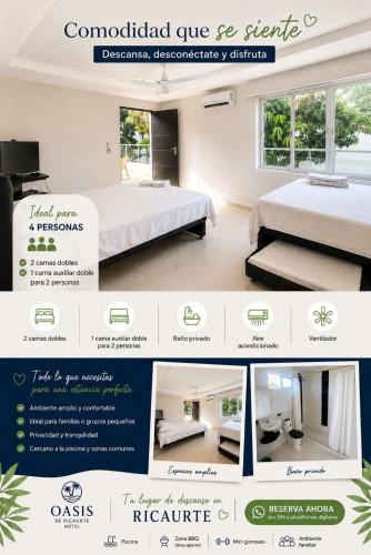 a website of a hotel room with two beds at Oasis de Ricaurte in Ricaurte