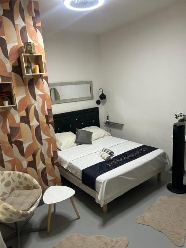 a bedroom with a bed and a chair at Sci h3 communes in Montreuil