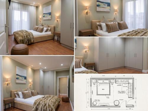 four different views of a hotel room with two beds at Cape Royale Luxury Suite 602 in Cape Town
