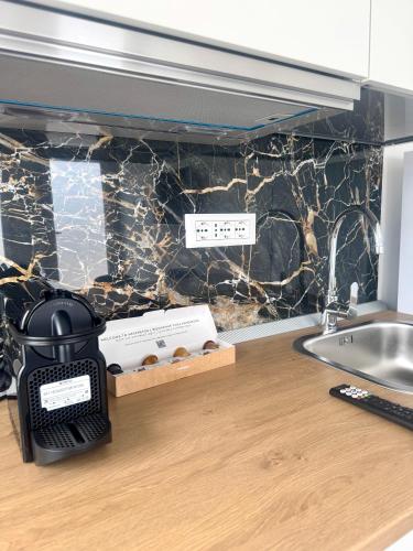 a camera sitting on a counter next to a sink at Arcimboldo 1 apartment in San Canzian dʼlsonzo