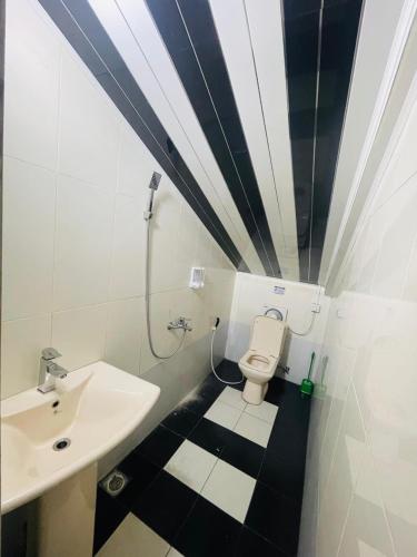 a bathroom with a sink and a toilet at Himawari Hills Hostels in Nuwara Eliya
