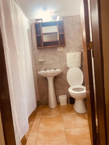 a bathroom with a toilet and a sink at La moora in Alta Gracia