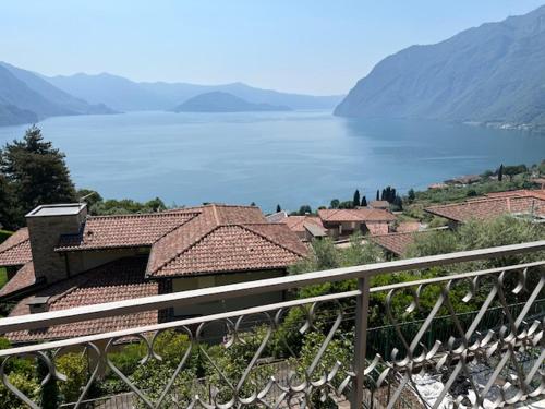 a view of a town with a large body of water at Casa Antonio in Riva di Solto