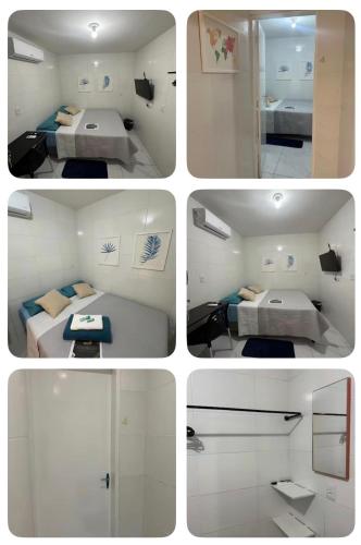 a series of four pictures of a room at Cantinho Aconchegante - Quarto com Ar-cond 1 in Bayeux