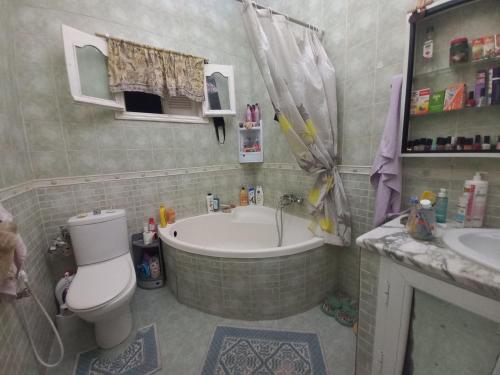 a bathroom with a tub and a toilet and a sink at Nour 2 in Le Bardo