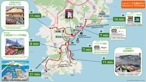 a map of china with different attractions at Tsukui 347 B in Yokosuka
