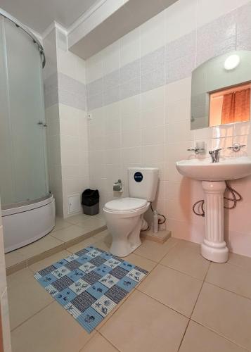 a bathroom with a toilet and a sink at Intour in Cholpon-Ata
