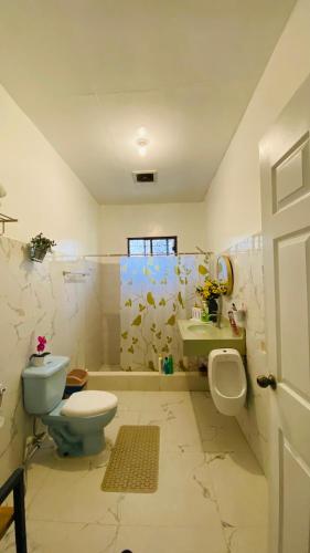 a bathroom with a toilet and a sink and a urinal at MacCreek in Macrohon