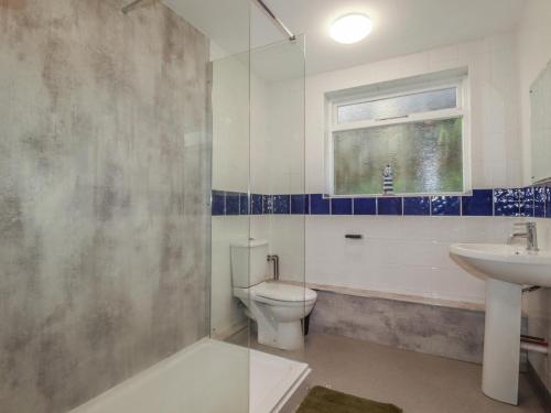 a bathroom with a toilet and a sink at Newseal House in St Austell