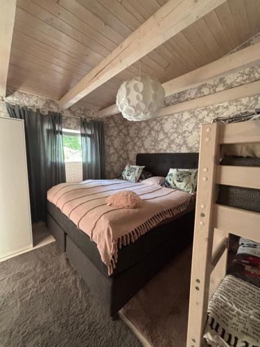 ein Schlafzimmer mit einem Etagenbett und einer Leiter in der Unterkunft Silja in Pärnu