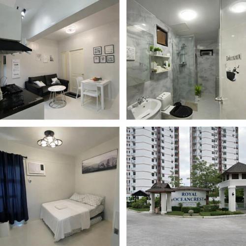 four different pictures of a room with a apartment at Mely's Condotel Mactan in Mactan Island