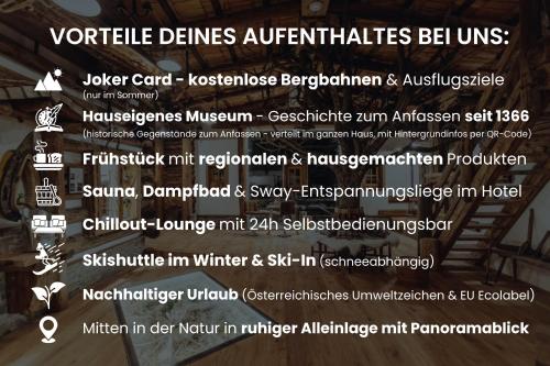 a poster for a concert with a list of various venues at Pension Seighof - Geschichte zum Anfassen seit 1366 - inkl Bergbahnen im Sommer - regionales Frühstück - Bergpanorama - Joker Card in Saalbach-Hinterglemm