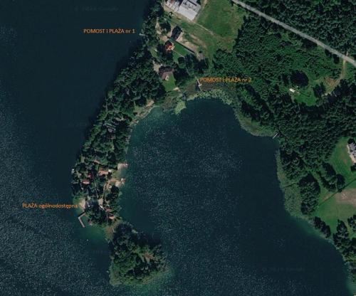 an aerial view of an island in the water at Rudziaszka in Otole