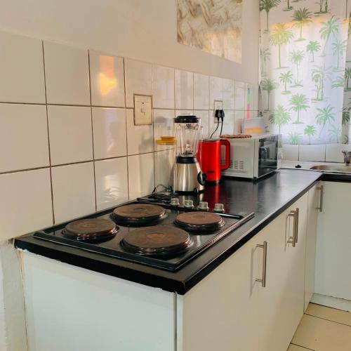 a kitchen with a stove top with a blender at Asanta Guest House in Ladysmith